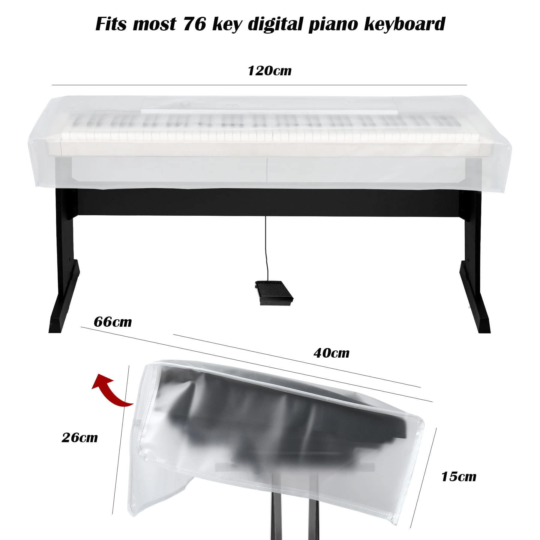 LIGICKY Cubierta antipolvo de teclado para teclados de 76 teclas y pianos digitales, cubiertas impermeables para piano transparentes