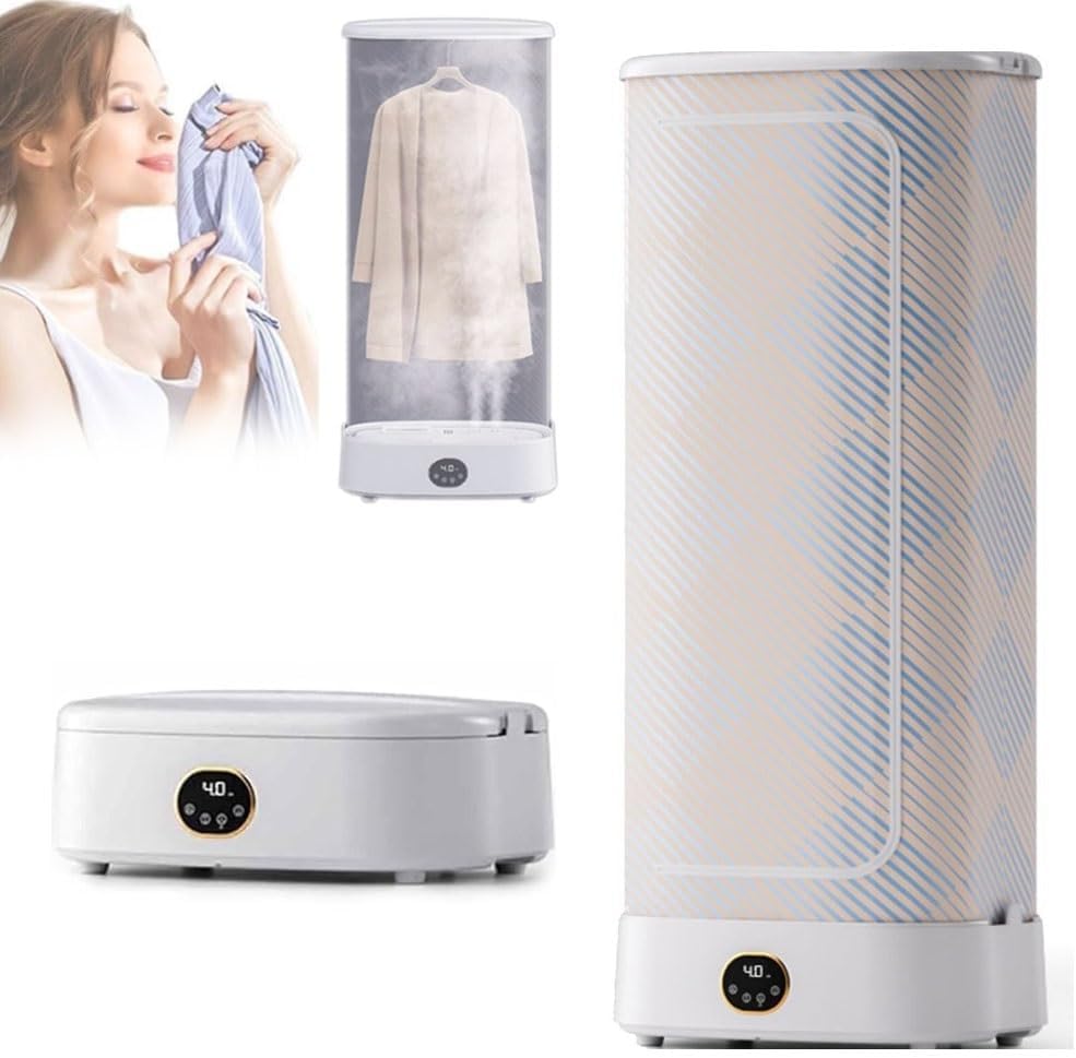 1000W Automatic Wireless Vertical Steam Iron & Portable Clothes Drying Rack - Foldable Garment Steamer with Remote for Effortless Clothes & Fabric Care