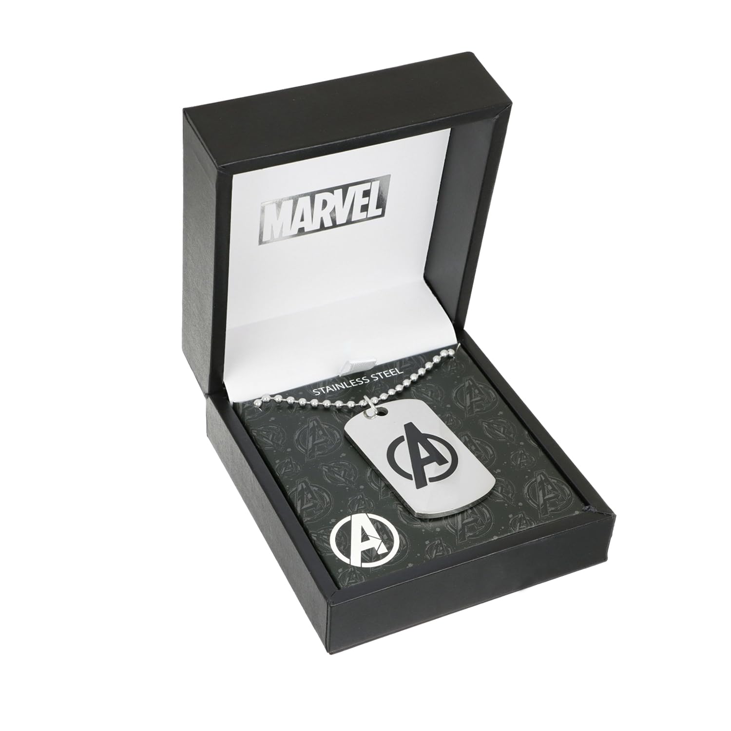 Marvel Collier en acier inoxydable avec pendentif Spider-Man/Thanos/Avengers/Black Panther pour enfants, longueur 56 cm