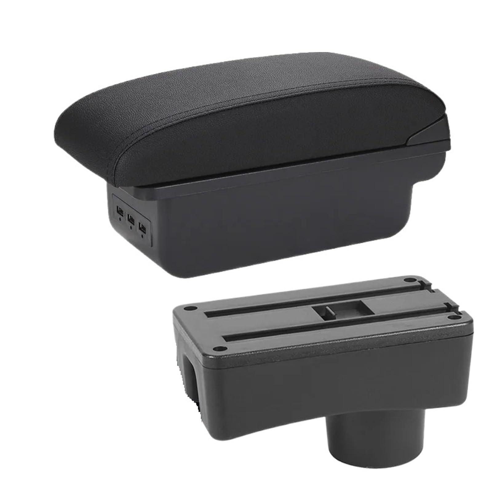 Ggwqoops Car Armrests For Citroen C1 2012-2019 Retrofit Parts Storage Box Car Accessories Armrest Box(B2 Black line 3USB)
