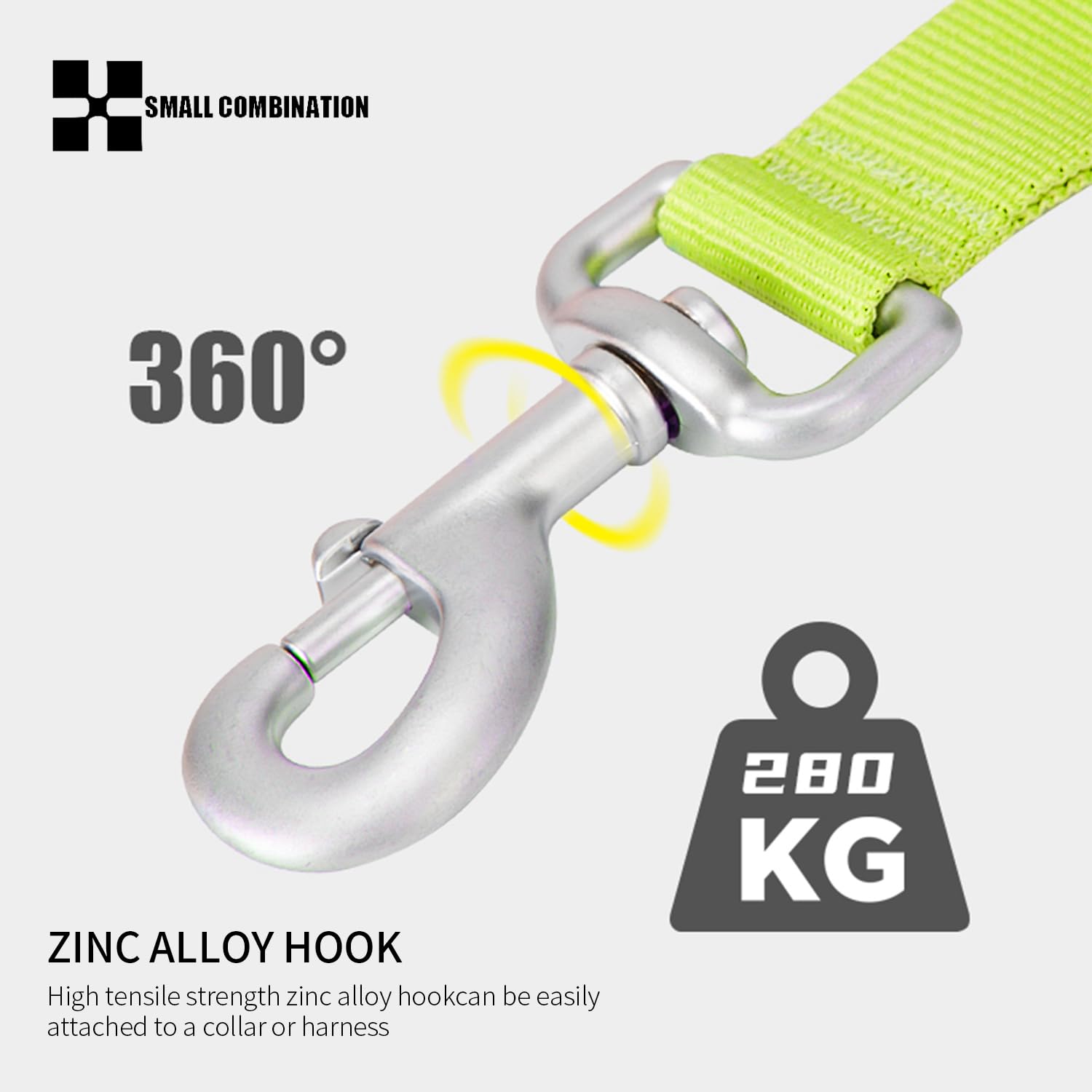 SMALL COMBINATION Dog Leash, with Metal Clip (Lemon Yellow, L) - Image 4