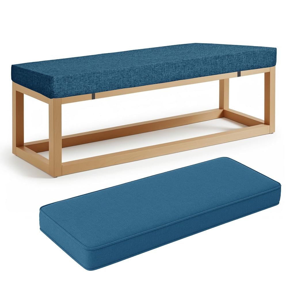 Coussin pour banc de jardin bleu 140x40 cm idéal pour repas sur la terrasse