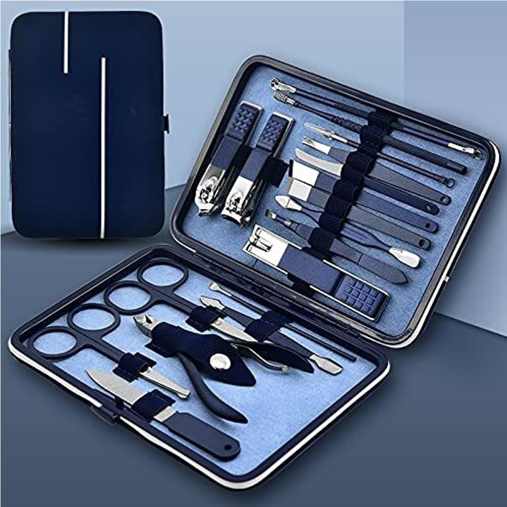 Nagelknipser-Set, Blau, Nagelknipser-Set, Nagelknipser-Set, Nagelscheren-Set, individuelle Schönheitspflege-Werkzeuge, Maniküre-Set (18 Stück) für Füße, Nagelschneider und Zehennagelknipser