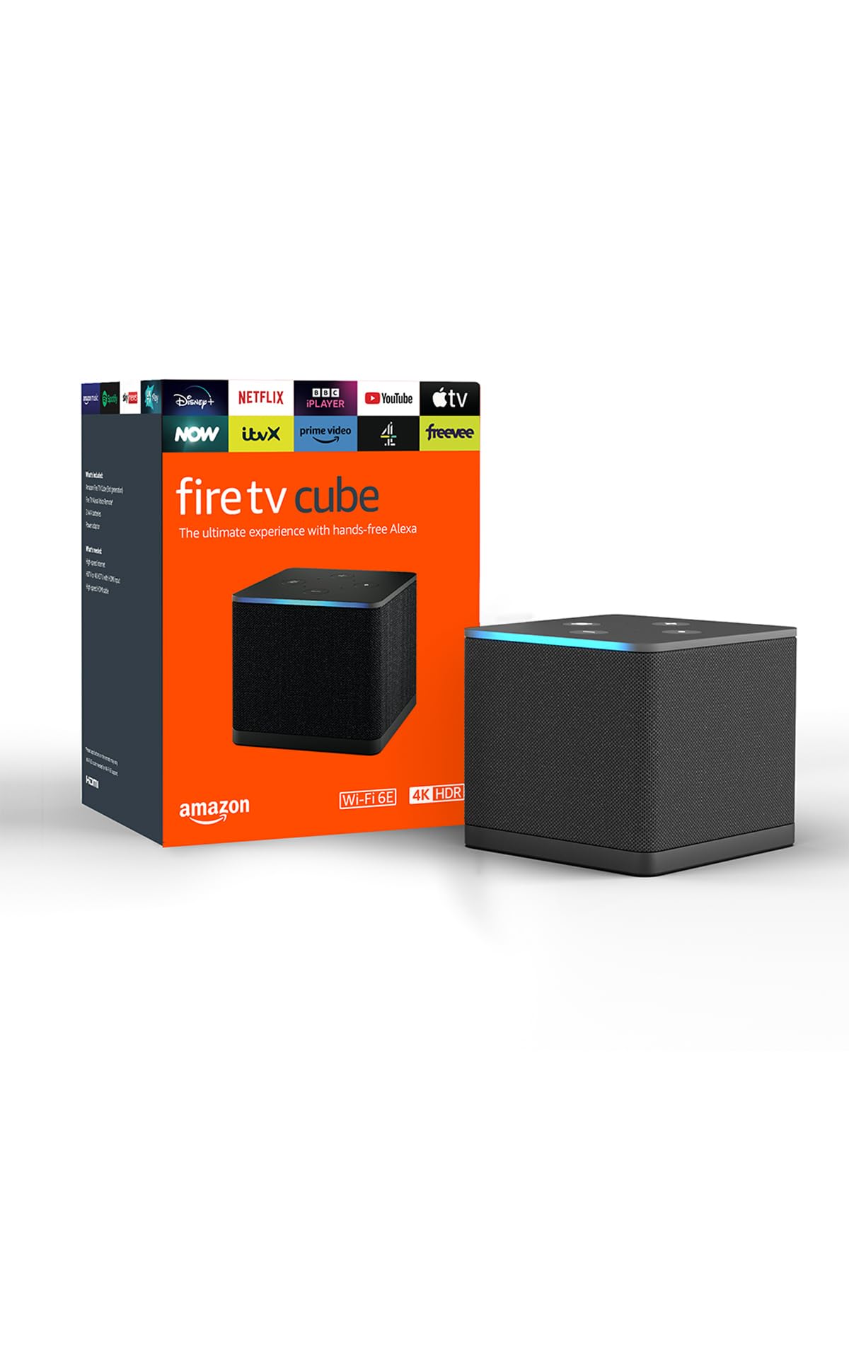 Amazon Fire TV Cube (Newest gen) | Hands-free streaming media player with Alexa, Wi-Fi 6E, 4K Ultra HD