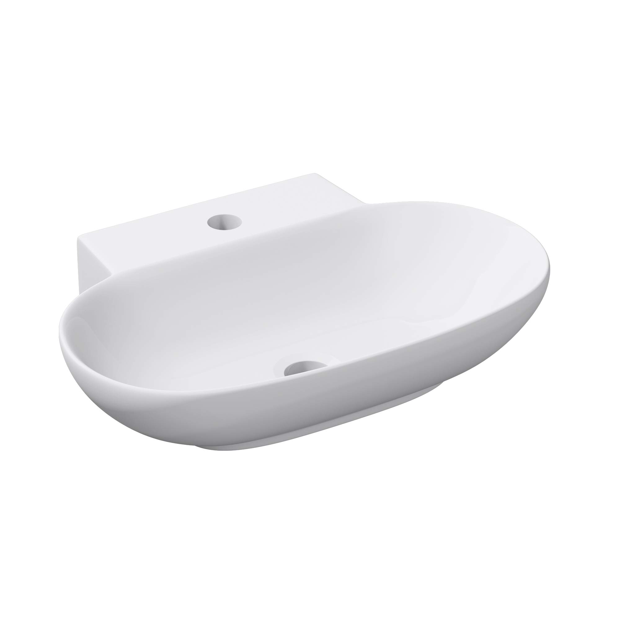 Mai & Mai Lavabo sobre Encimera Lavabo Suspendido Baño Lavabo | Ovalado | Blanco Brillante | Cerámica | 56x39,5x12,5cm | con Orificio para Grifo sin Rebosadero | Brüssel899