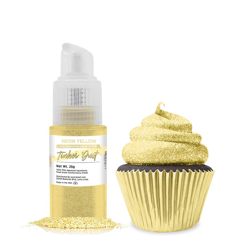 BAKELL® Neon Pink Edible Glitter Spray Pump, (25g) | TINKER DUST Edible Glitter | KOSHER Certified | 100% Edible Glitter | Cakes, Cupcakes, Cake Pops, Drinks, Dessert Vegan Glitter & Dusts (Neon Pink)