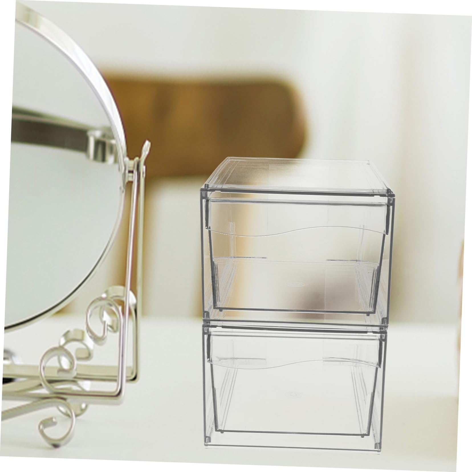 Caja de Almacenamiento de Cosméticos de Acrílico con 2 Cajones