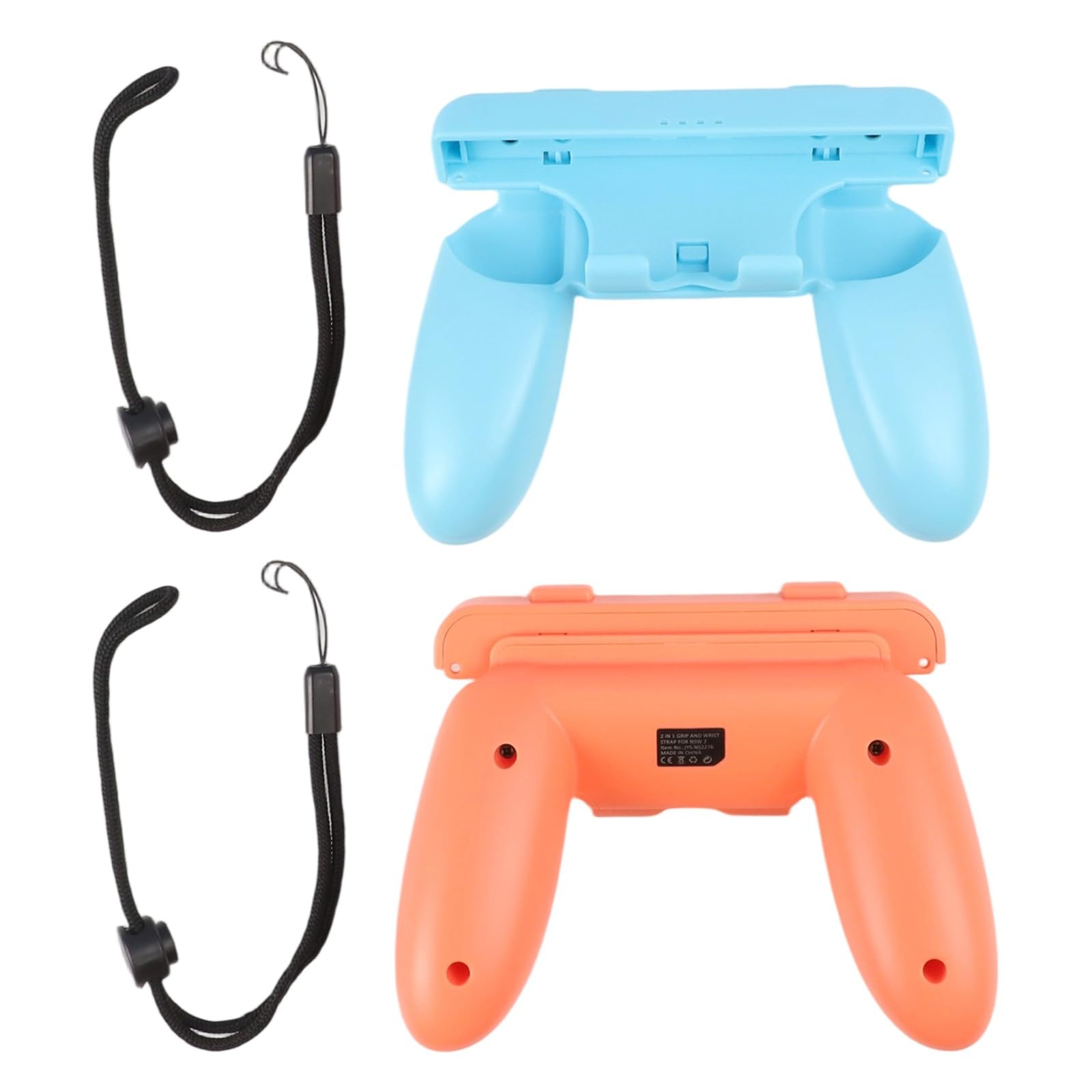 Manopole Switch 2 (2025) - Set di impugnature ergonomiche in ABS con installazione sicura e facile, nero con accenti arancioni e blu