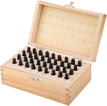 Metal Stamping Kit Number & Letter Punch Set with 4mm Letters A-Z, Numbers 0-9, and 1 Extra Symbols, Leather Stamping Kit with Storage Box