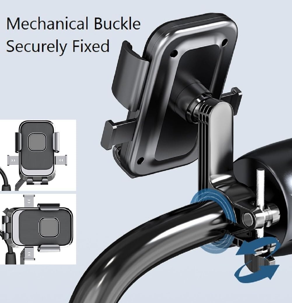 Bike Holder, Motorcycle Phone Handlebar Mount Universal 360° Rotatable Bicycle Motorcycle Scooter Bike Accessories Clip for iPhone 15/14 Pro Max/X/XS, Galaxy S10 and 4.7"- 7.2" Cellphone