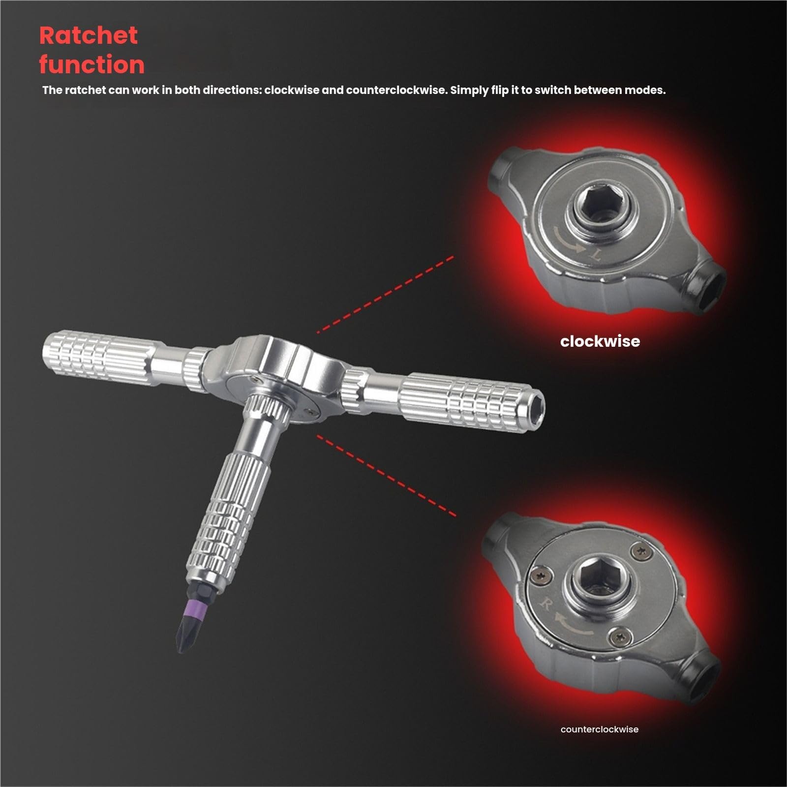 Magnetic Ratchet Screwdriver Set 40-in-1 DIY Tool Kit with Detachable T-Handle Interchangeable Bits Multipurpose Precision Repair Tool for Computer Furniture Electronics Bicycle Home Assembly