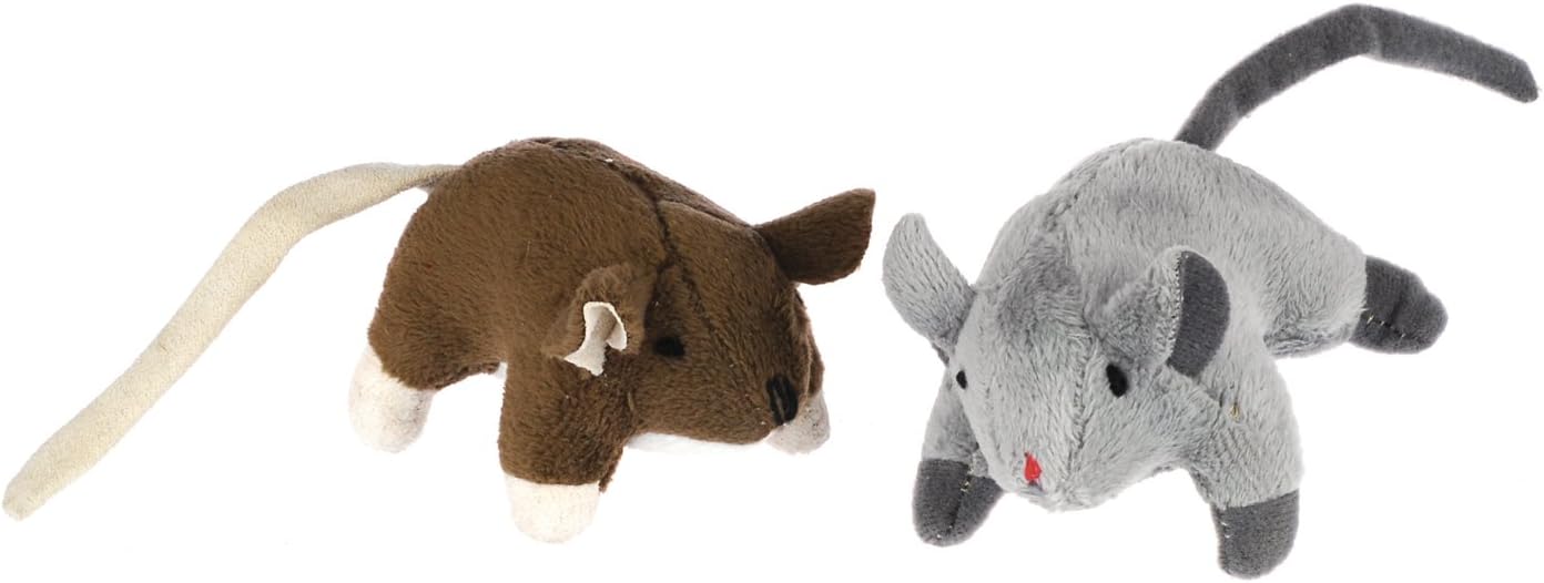 Knight Pet 2-Piece Mice Set with Catnip, Large, 4-Inch