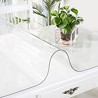 Vista 2 de Protector de mesa transparente, mantel rectangular lavable de plástico, protector de mesa de comedor y muebles, de cristal suave, protector de mesa