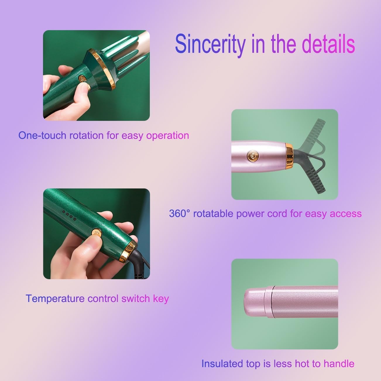 DONGXIAO Hair curling iron,curling iron,curling iron,lazy wool curls,big waves,automatic negative ion perm artifacts,curling iron with big barrel,hair curler (Color:Pink)