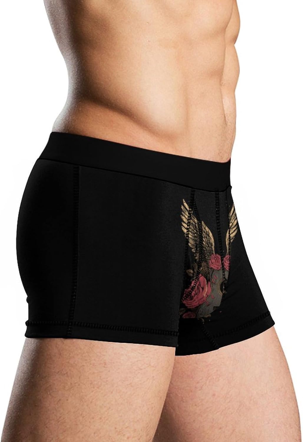 Rock Guitar with Rose Wings Novelty Men's Boxer Briefs Soft Breathable Underpants Trunks Stretch Underwear