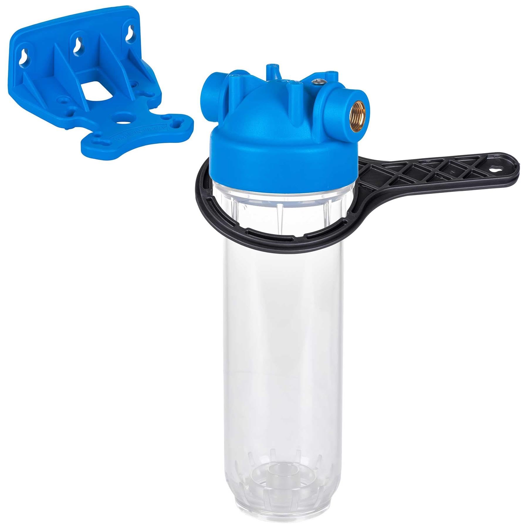 1 Stufe 10 Zoll Inline-Wasserfilter Gehäuse 2,5 cm Anschlüsse mit Wandhalterung und Schlüssel