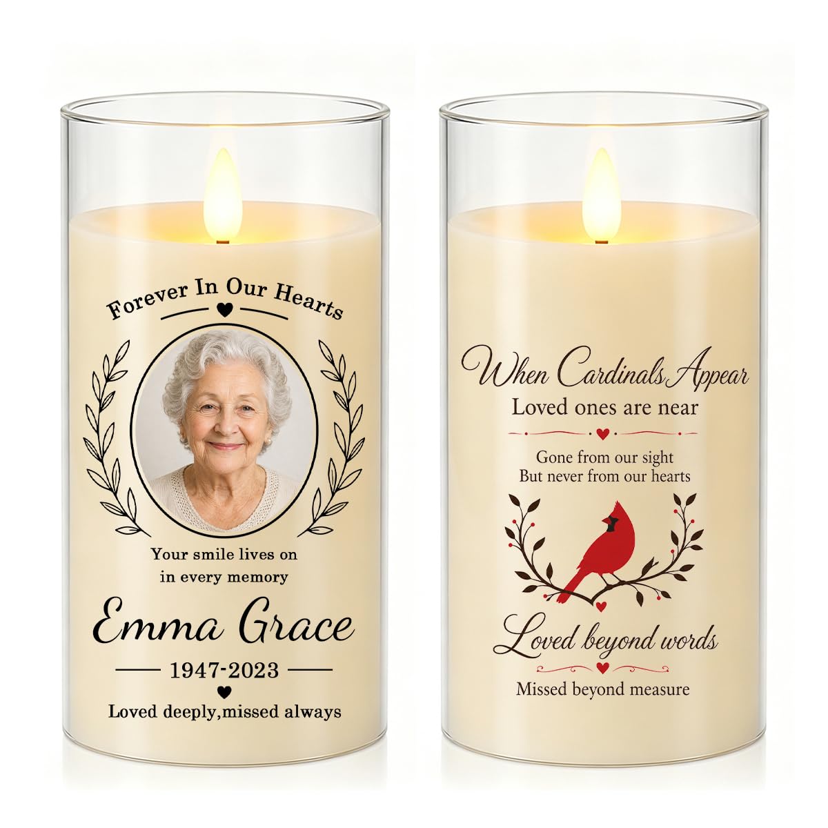 Custom Photo Memorial LED Candle,Personalized Name Year Remembrance Gift