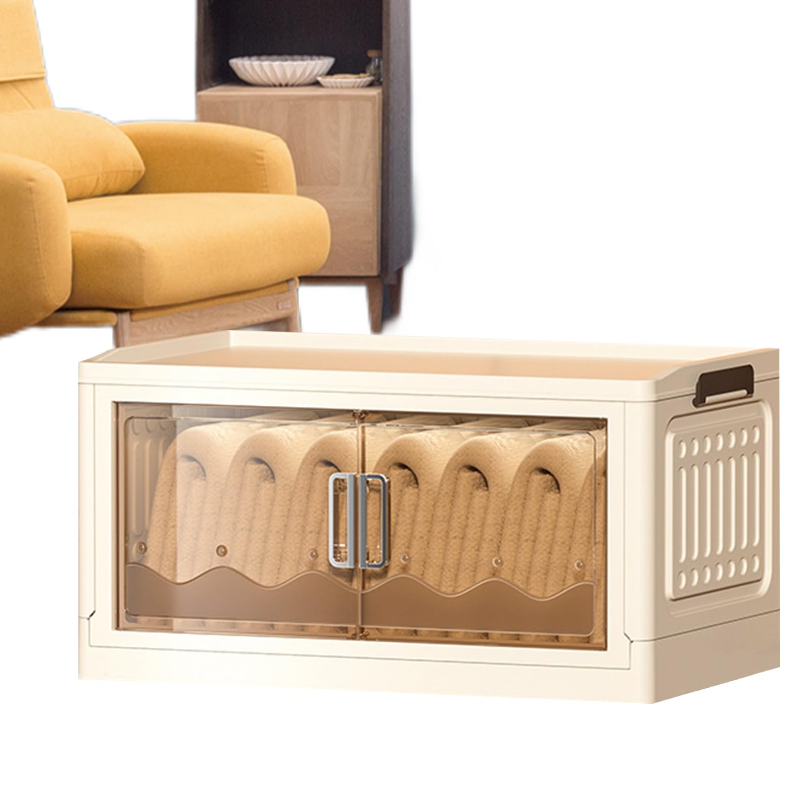 Bacs de rangement pliables et transparents robustes pour vêtements et couettes