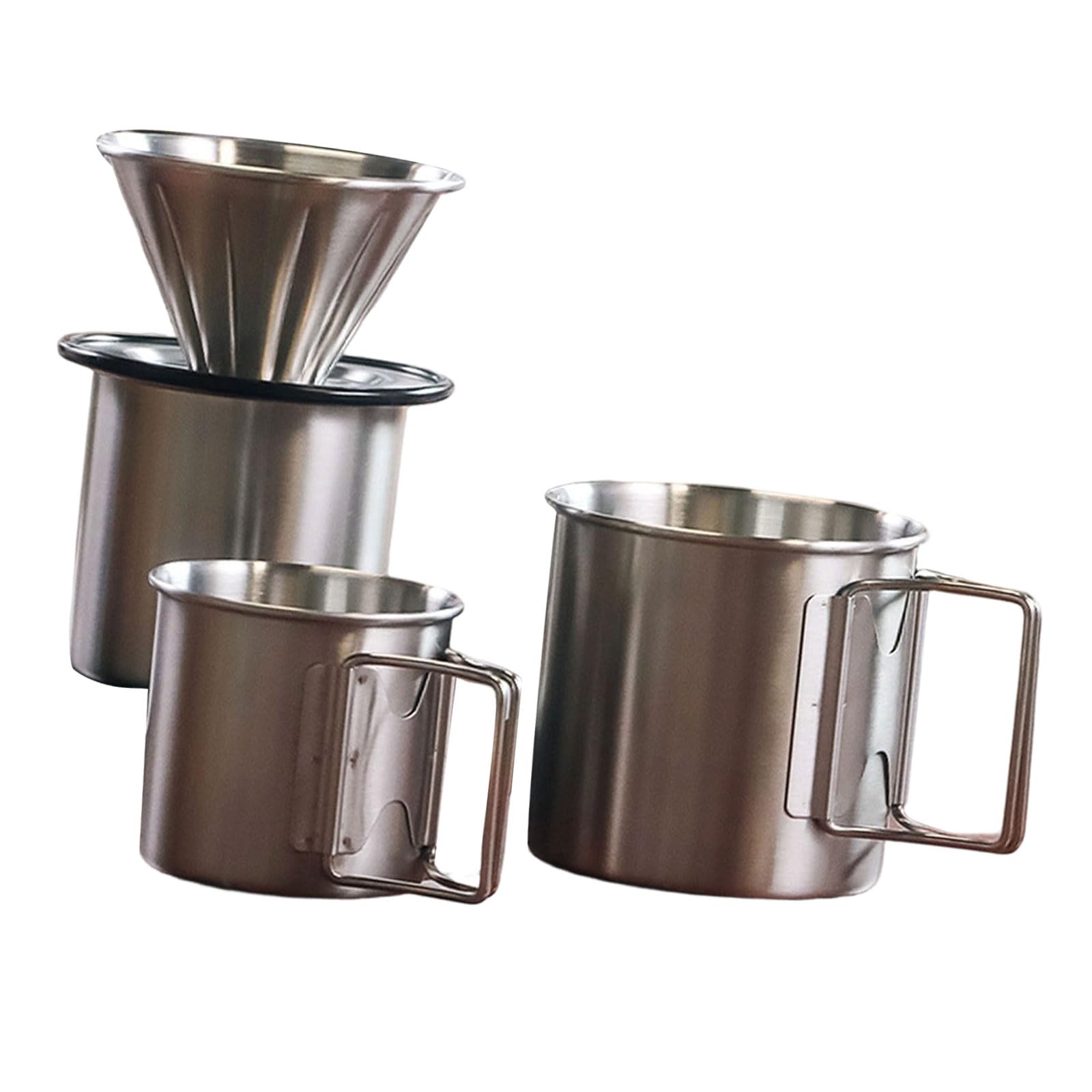 Set di 4 pezzi portatile manuale per la preparazione del caffè in acciaio inossidabile per gli avventurieri attrezzatura zaino in spalla