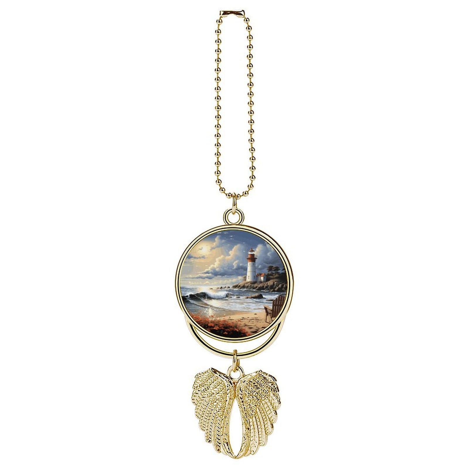 Sea Lighthouse Sandbeach Car Pendant Hanging Swing Auto Rear View Mirror Hanging Car Rear View Mirror Charm Truck Hanger Ornament Charm for Car Rear View Mirrors Accessories