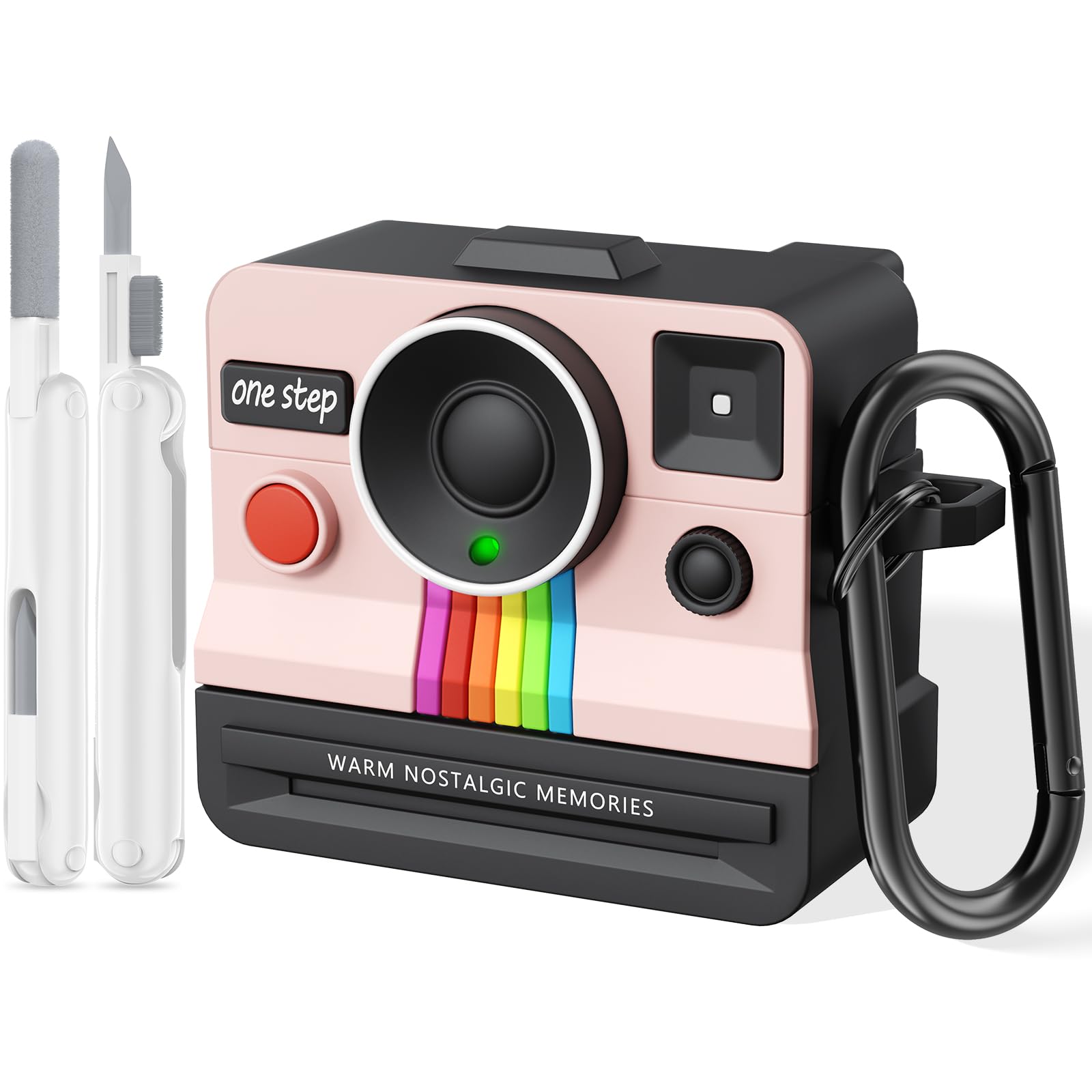 Airpods 4 case for Women - VISOOM Apple Airpods 4 Silicone Polaroid Design for 4th Generation Airpods with Key Chain and Cleaning Kit, Supports iwatch