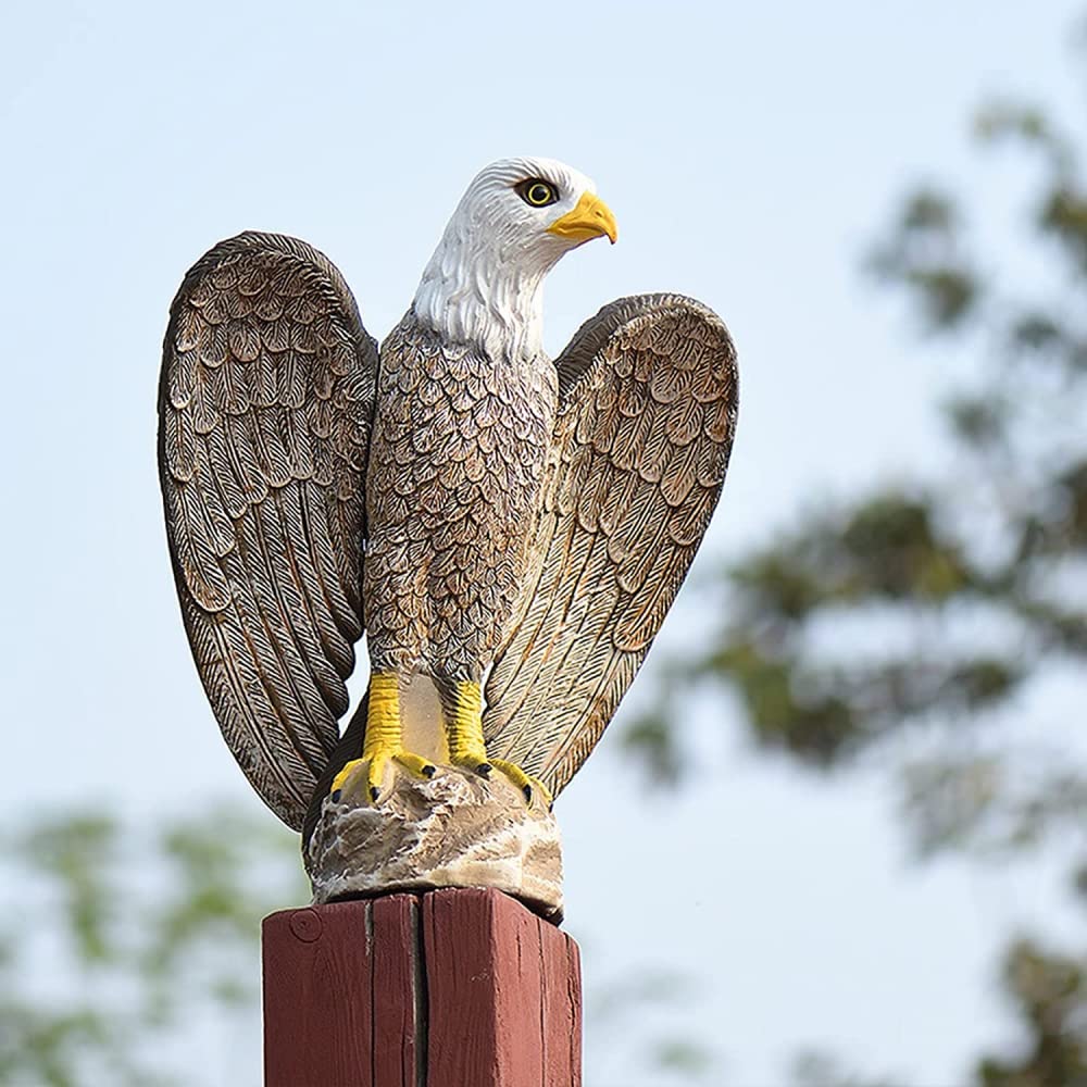 Eagle Decoy Statua ptaka do ogrodu na zewnątrz dekoracja podwórka - ogród sztuczny orzeł ptaki plastikowa ozdoba ptaka