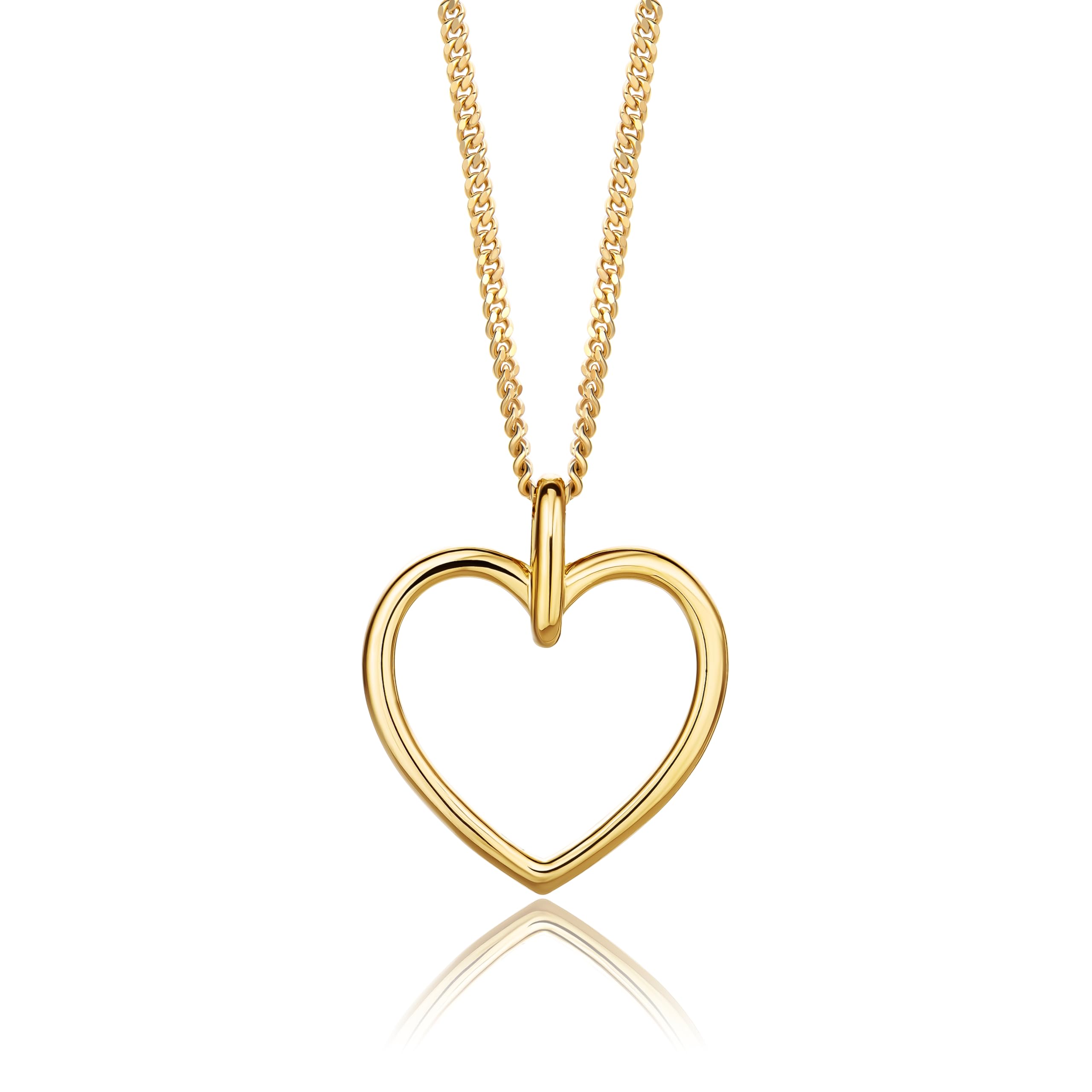 MIORE Collana Donna Argento Placcata Oro 18KT, Catenina con Ciondolo Cuore in Argento Sterling 925. Catena Grumetta Cm 45. Gioiello anallergico.