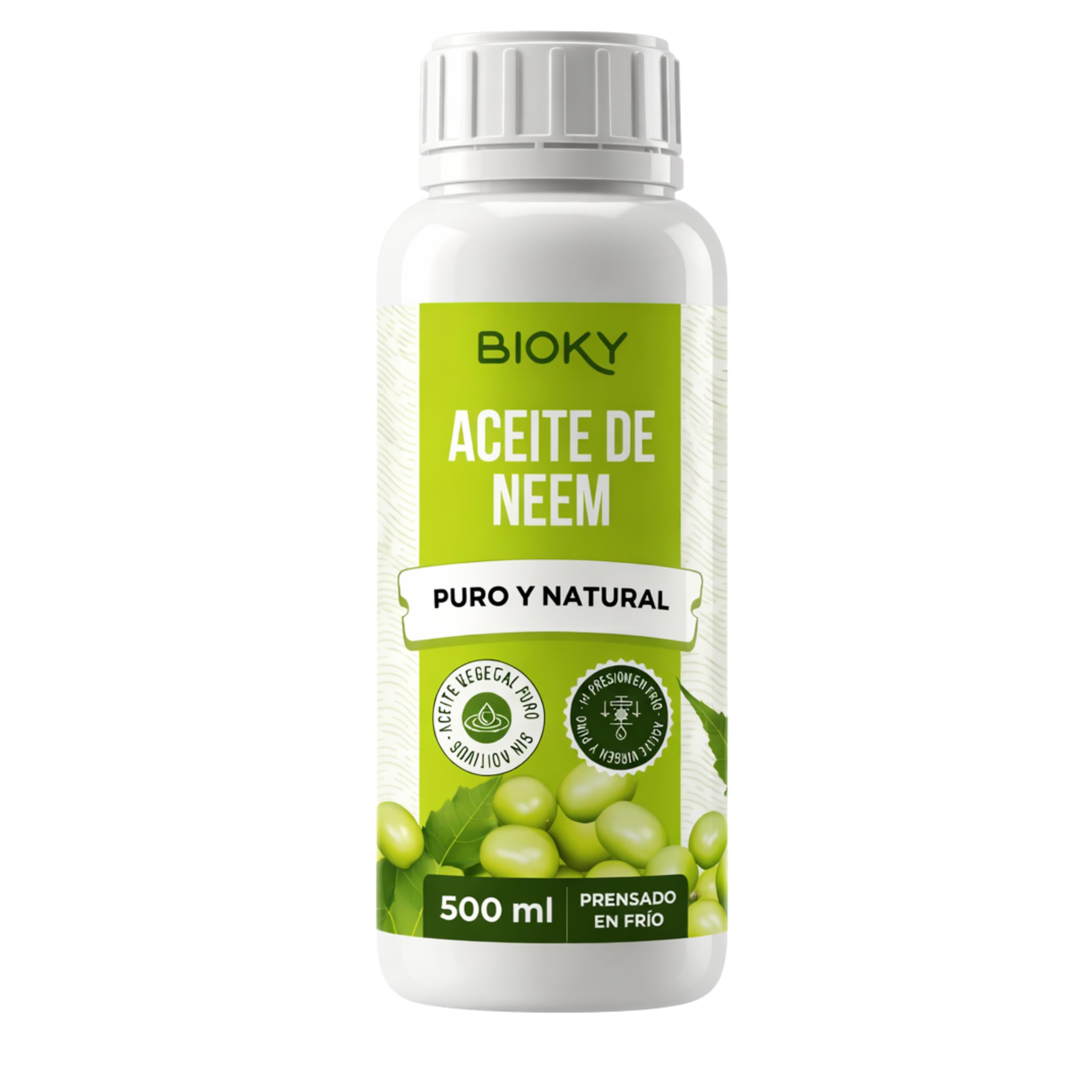 Bioky Reines Neemöl, 500 ml, 1. Kaltdruck, 100 % natürlich, unbehandelt, ohne Zusatzstoffe, verschiedene Formate von 250 ml bis 20 l