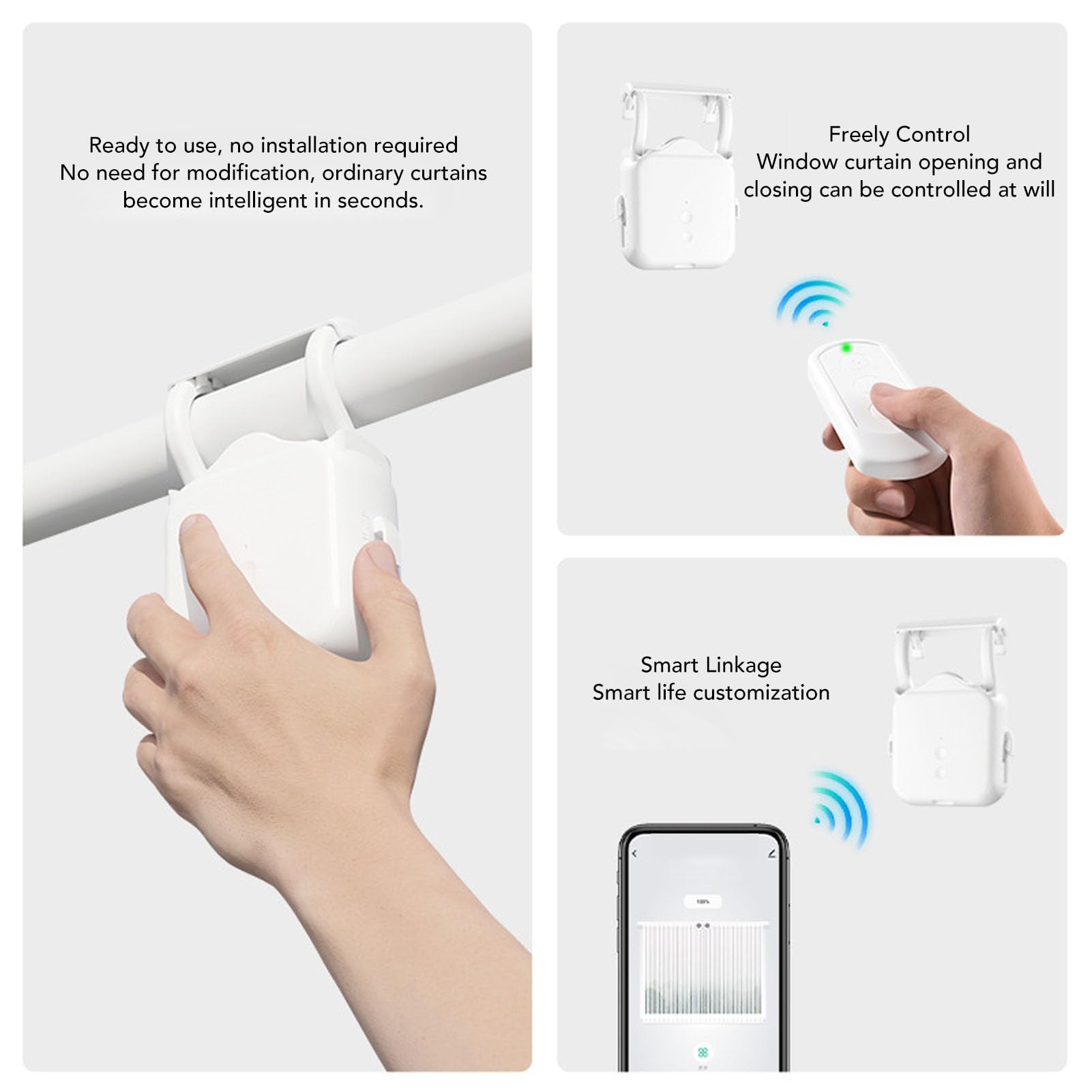 ASHATA Apri tenda automatico con pannello solare, motore robot intelligente per tende controllato da app/timer/voce, motore ad alte prestazioni per la casa