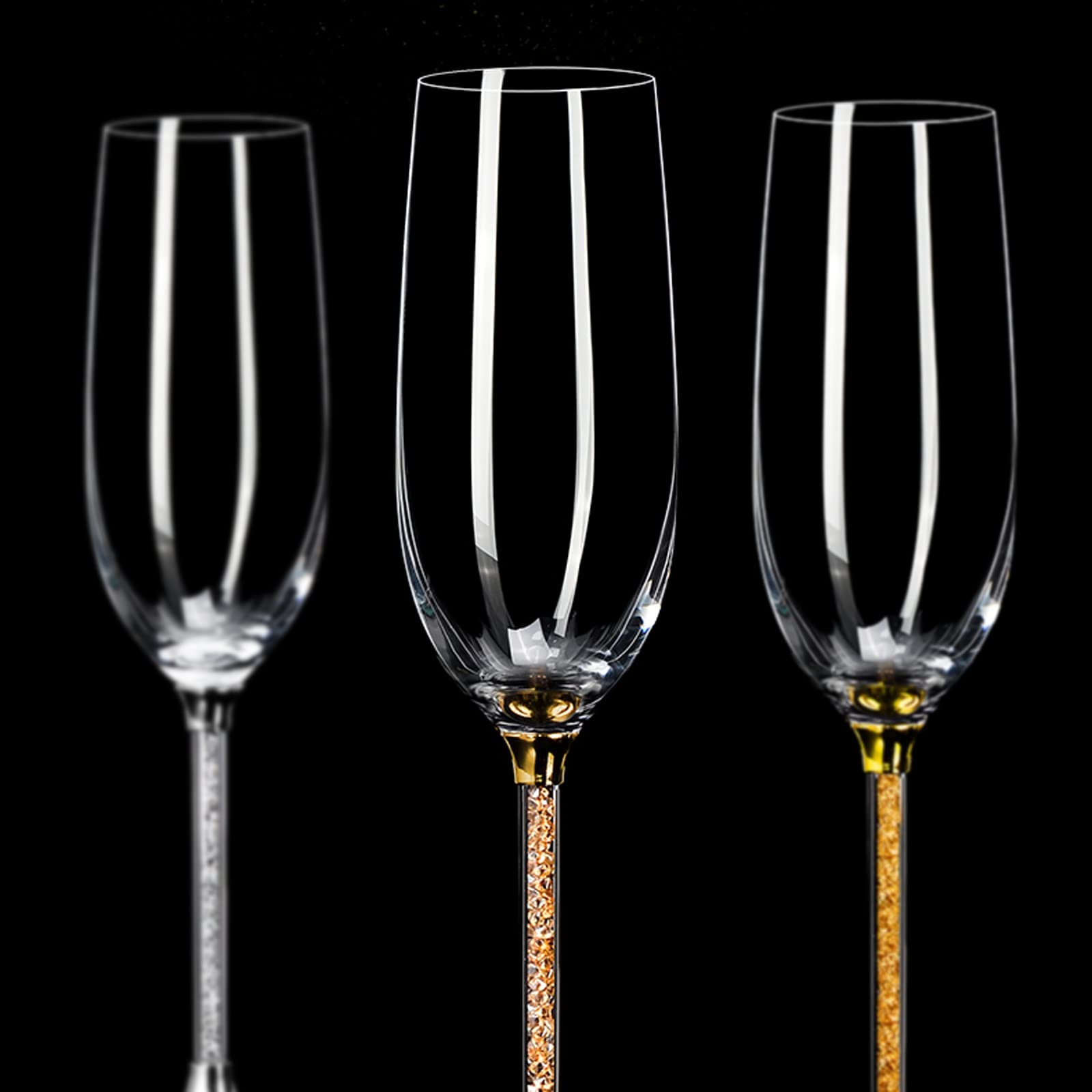 Flûtes à Champagne Verres à Champagne légers de Luxe de 230ml, Ensemble de flûtes à Champagne Haut de Gamme, Tasse à Champagne en Verre de Cristal, 12 pièces Coupes à Champagne(C)