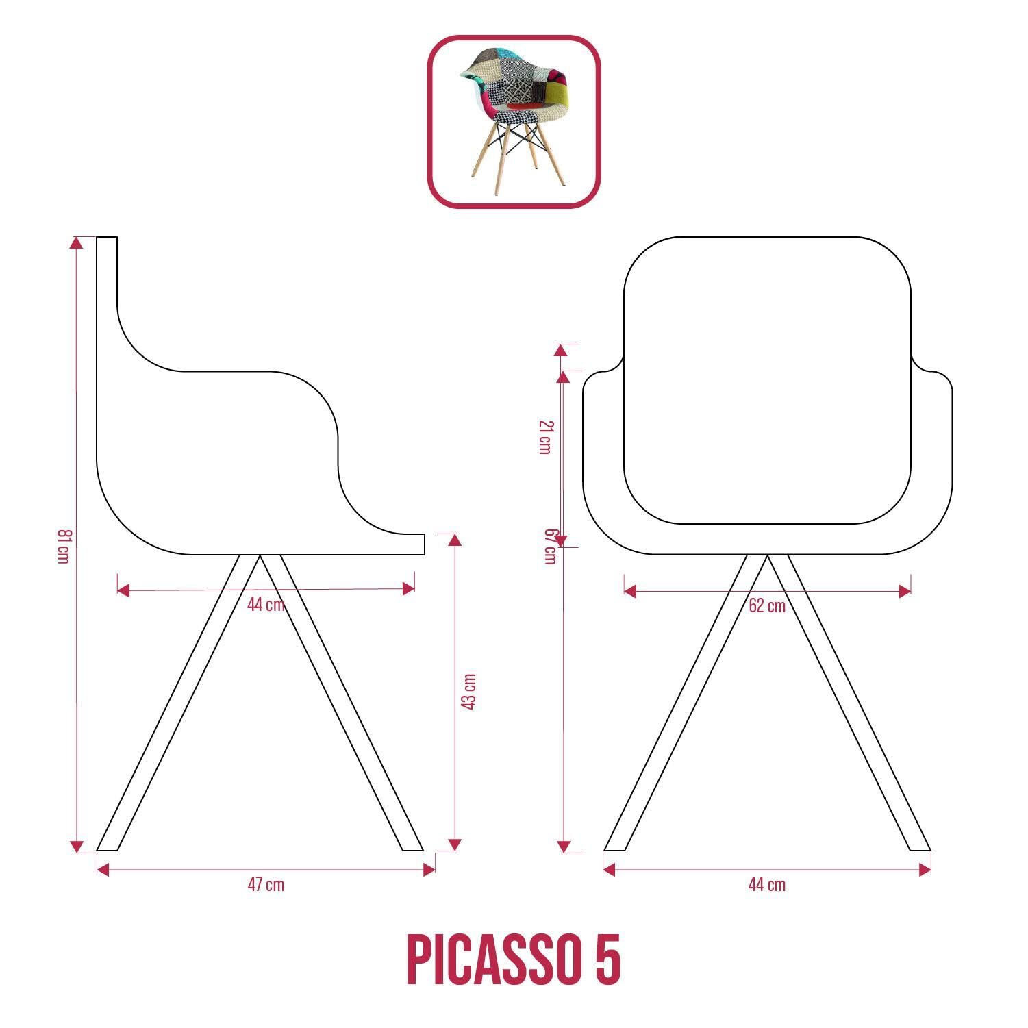 Poltroncine serie Picasso PP seduta spugna stoffa patchwork piedi faggio metallo