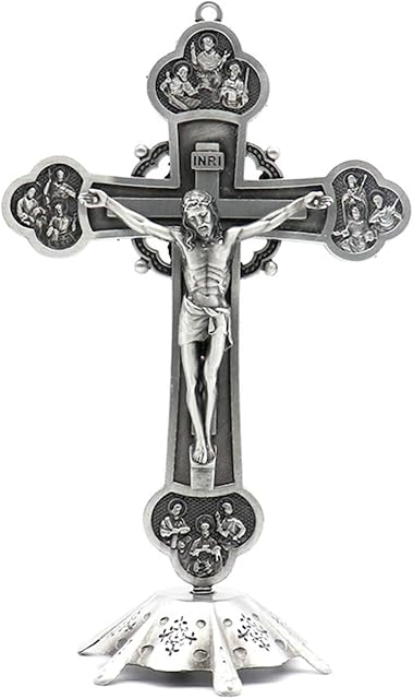 Religious Gifts Jesus Christ on Cross Statue Tabletop Crucifix Cross Home Decor (Metal01)