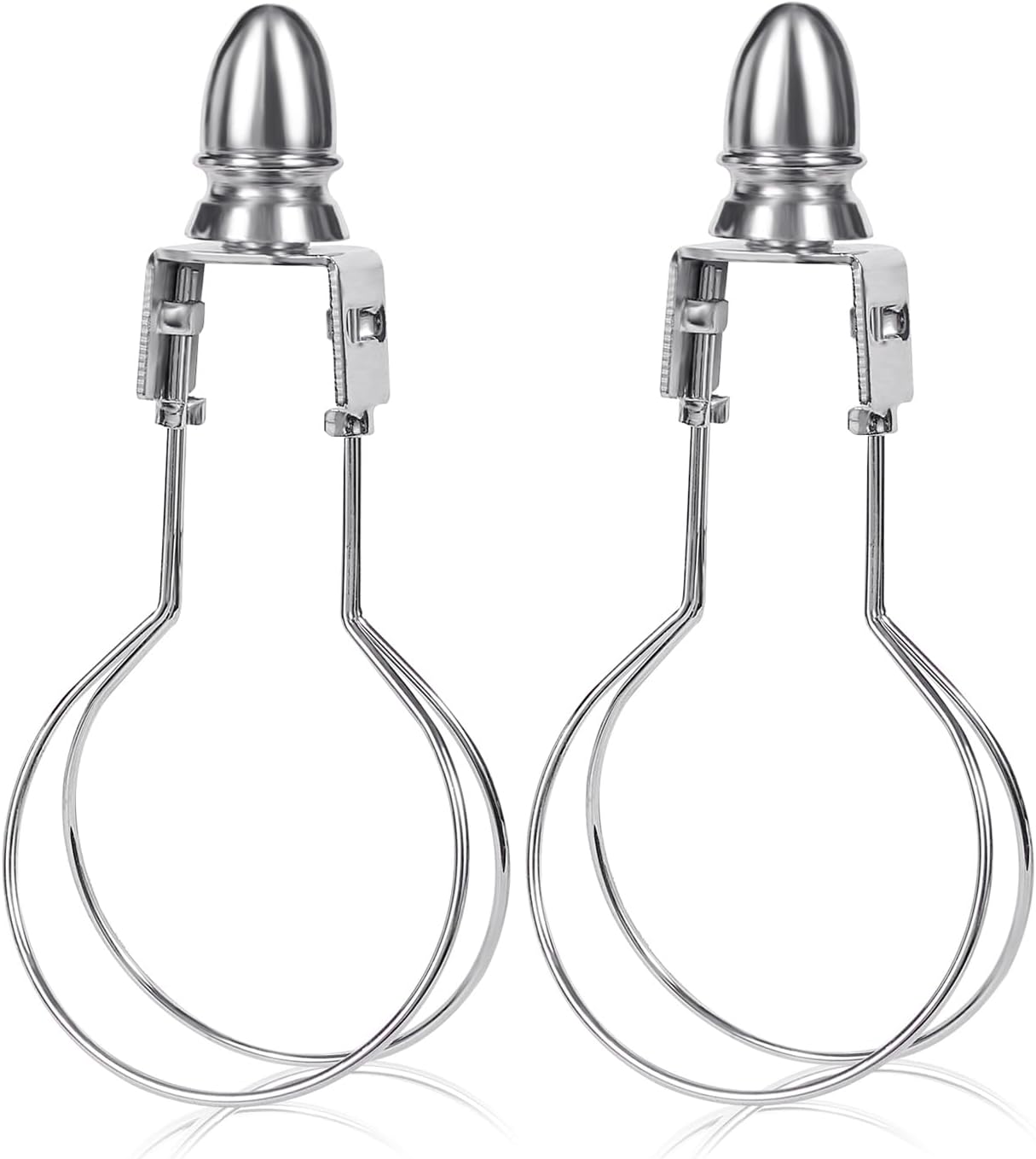GIGIVOSHA Lamp Shade Harp Holder Adapter kit - Clip on Lampshade Light Bulb With Shade Attaching Finials Support Fitter Parts Converter(2 Pack, Nickel)
