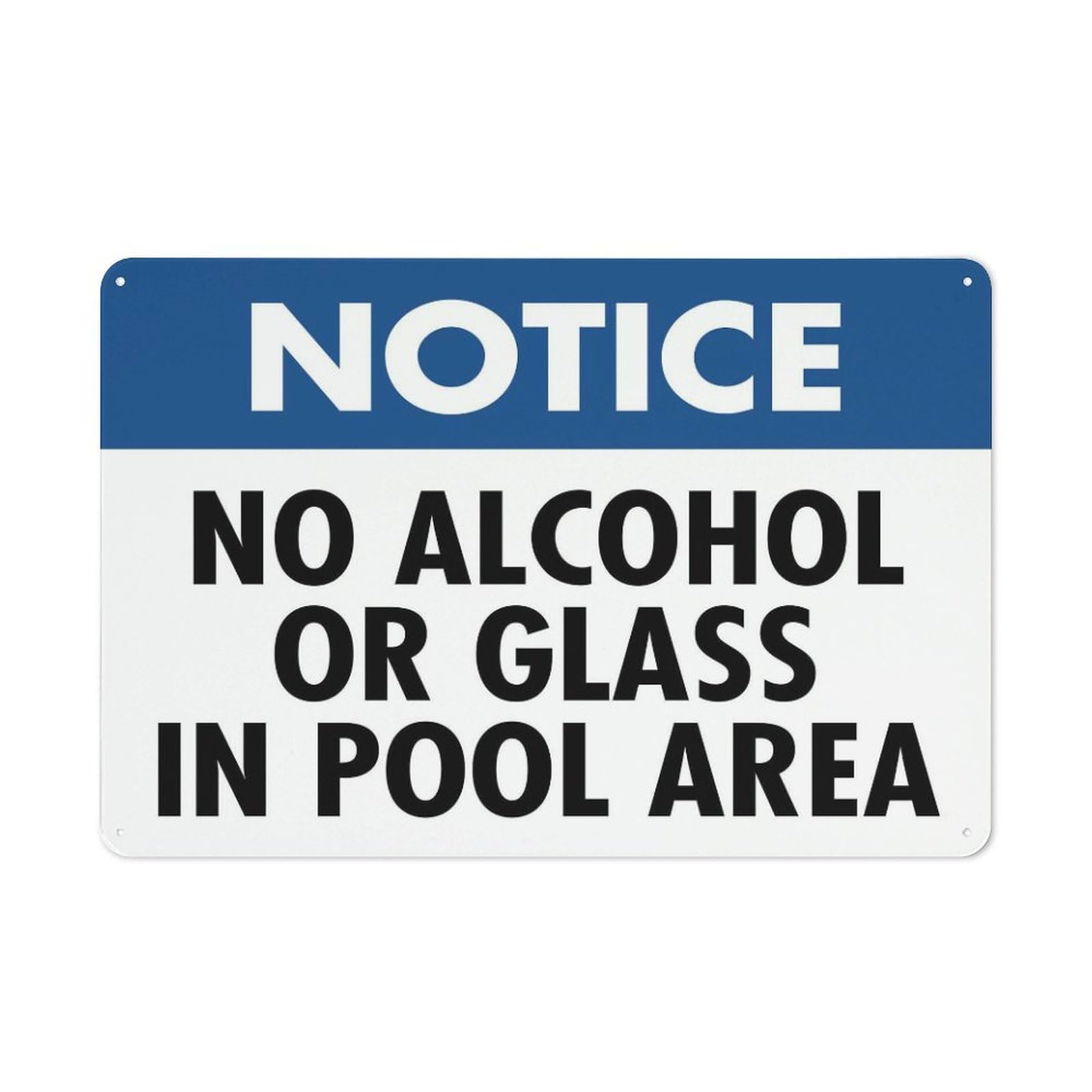 Xewazd A2043 Notice No Alcohol Or Glass In Pool Area Rustic 8"X12" Metal Tin Sign - Outdoor & Home Wall Decor For Cafe, Bar & Kitchen
