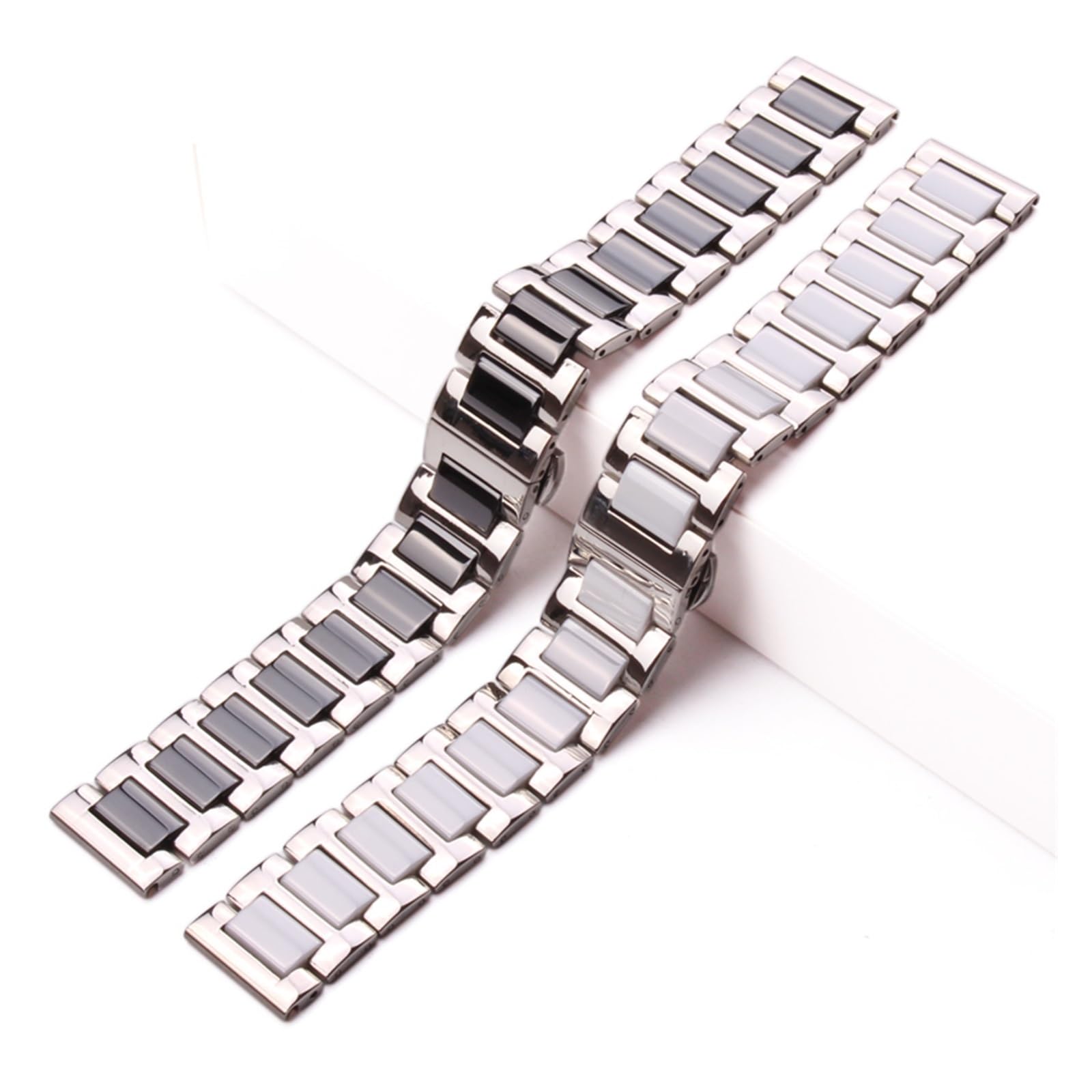 SiChouwz Bracciale In Ceramica In Acciaio Inossidabile Cinturino In Metallo Solido Bianco Nero