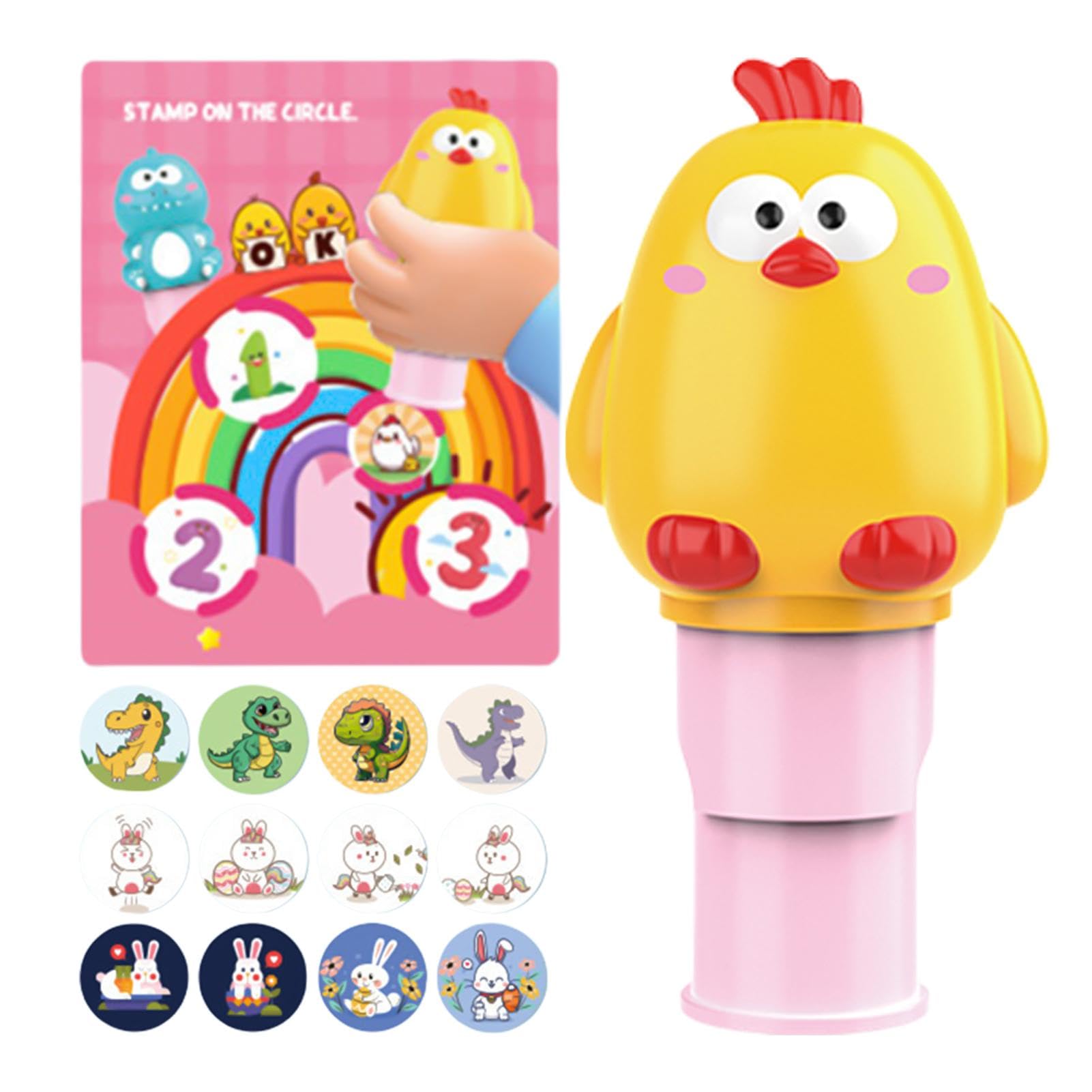 Kids Stamper with Refill Stickers | Children Cartoon Press Toy | Arts and Crafts Fidget Toy with 200 Stickers for Kids, Children, Toddler, Girls, Boys