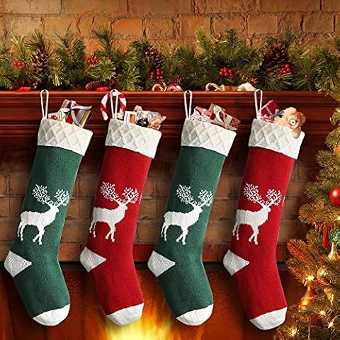 Dremisland 4 Pack Knitted Christmas Stockings Cover