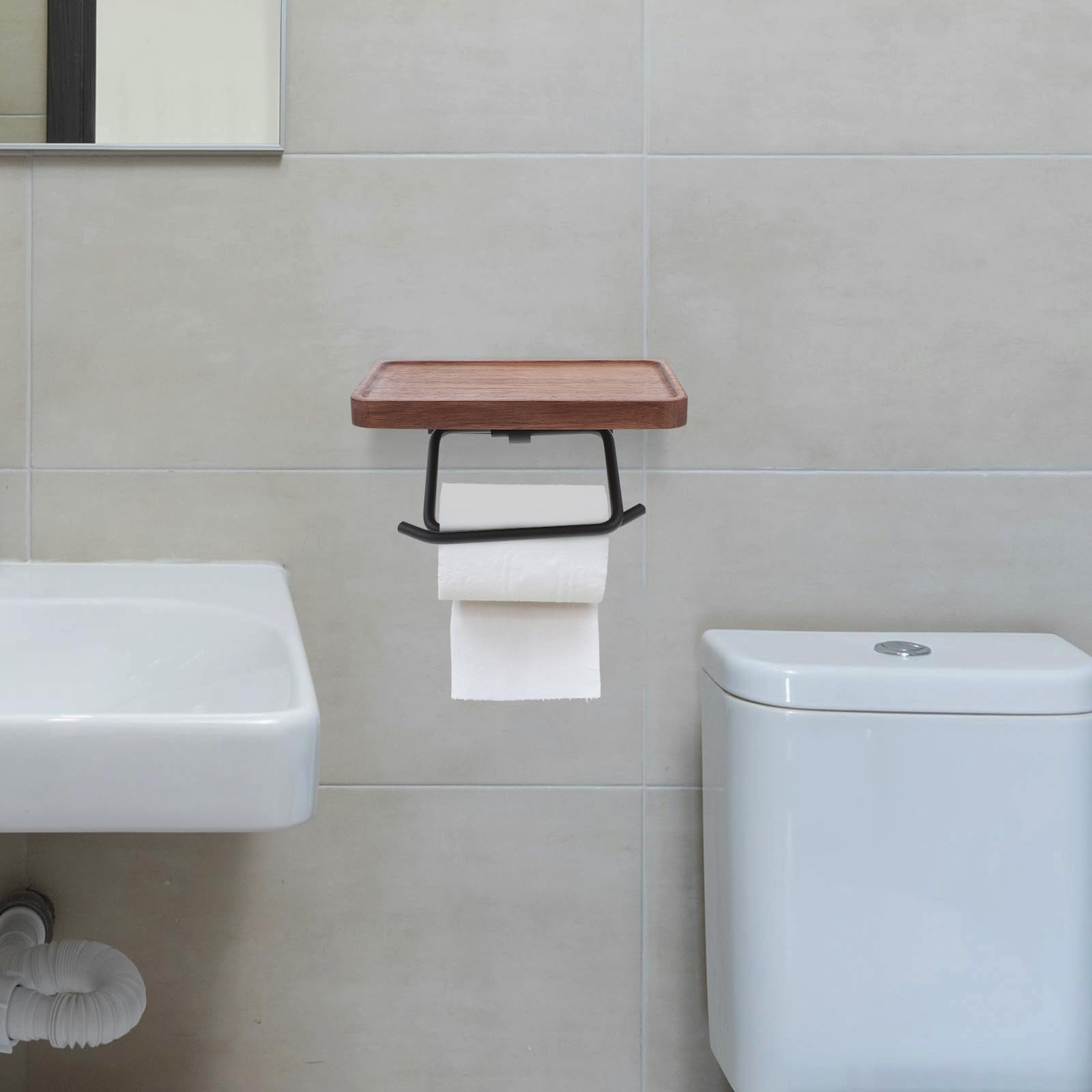 Wandmontierter Toilettenpapierhalter Praktische Ablage Eisen und konkavem Design Großem Fassungsvermögen für Klassische Optik Badezimmer
