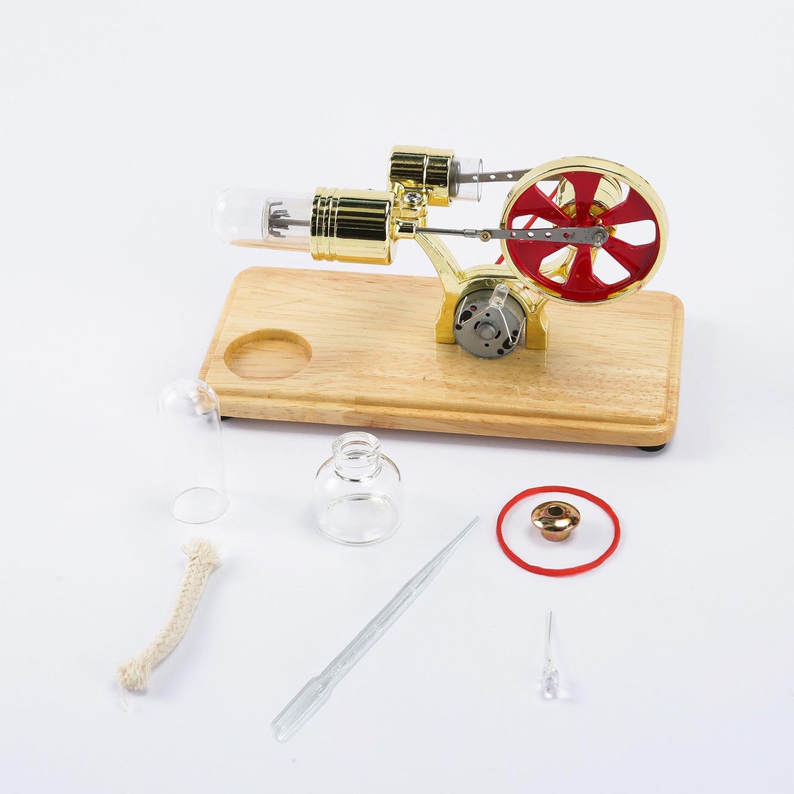 Kits de Modelos de Motores, Regalo Creativo, Motor Eléctrico de de Aire Caliente, Juguete Educativo Colorido para La Enseñanza de Ciencias, Oro