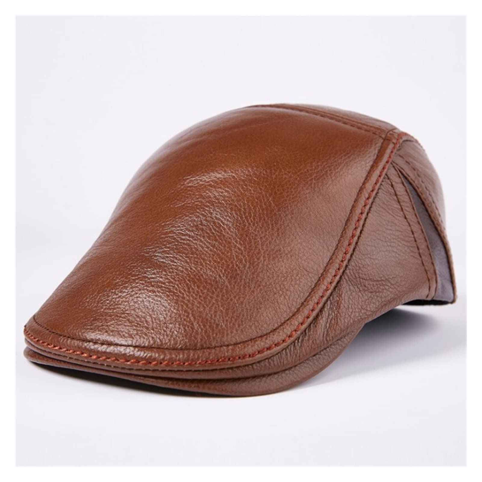 Płaskie czapki dla mężczyzn, Pu Skórzana Newsboy Peaked Cabbie Ivy Gatsby Beret Hat Driving Cap