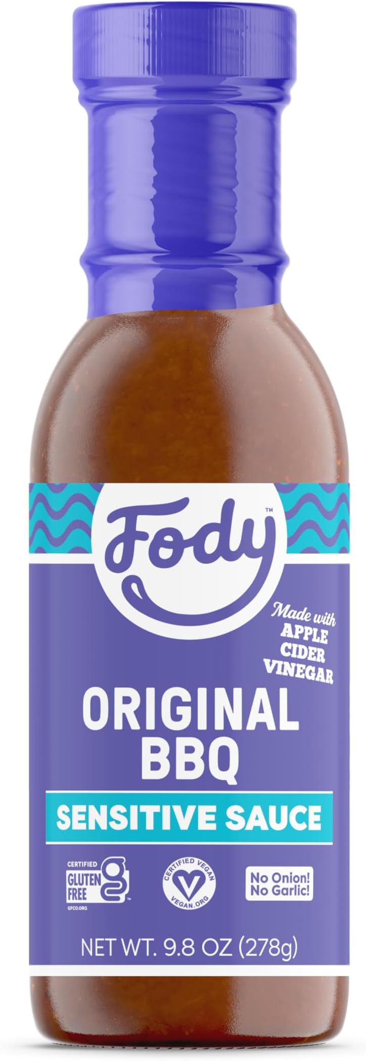 Fody Foods Original BBQ Sauce, 9.8 Oz, Garlic and Onion Free, Low FODMAP Certified, Gut & IBS Friendly, Vegan, Non-GMO, Gluten Free, Kosher
