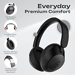 PowerLocus Casques Bluetooth sans fil, casques sur écouteurs avec 4 EQ Modes, 70H Temps de jeu, casque stéréo Hi-Fi avec micro, armatures en mousse de mémoire douce, pliable pour iPhone/PC/Travel/TV