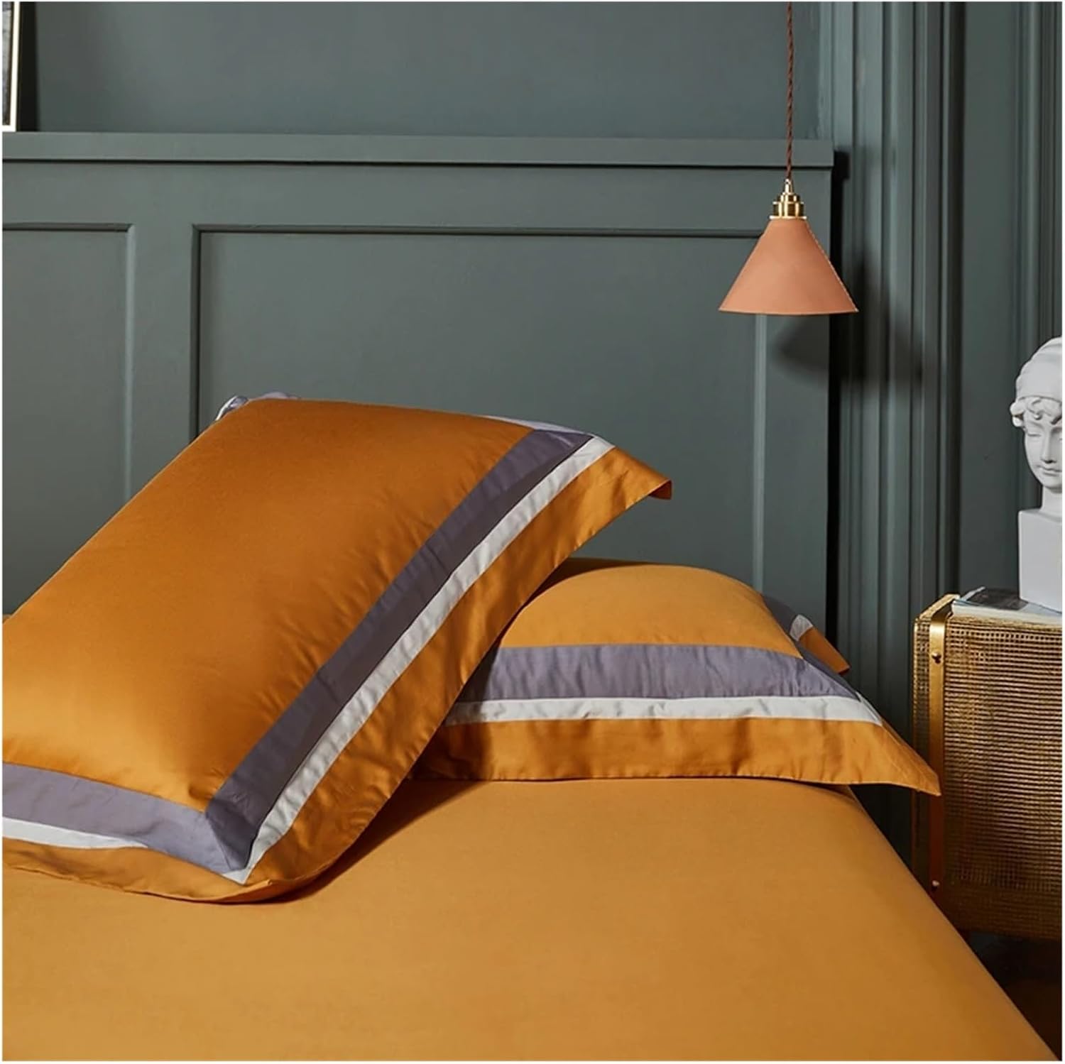 Gold Bedding Sets Duvet Cover Flat Sheet Pillowcase 1000TC Cotton Linen 4pcs,Bed