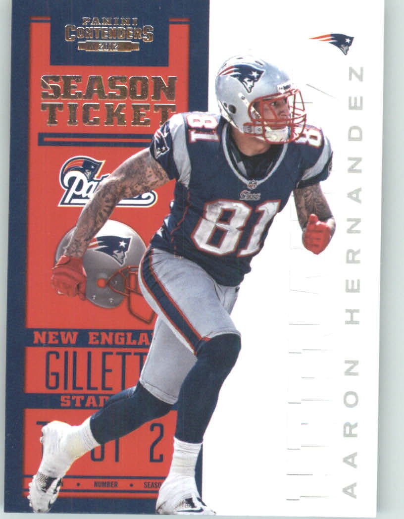 2012 Panini Contenders Playoff Season Ticket Football Card IN SCREWDOWN CASE #57 Aaron Hernandez Top Load