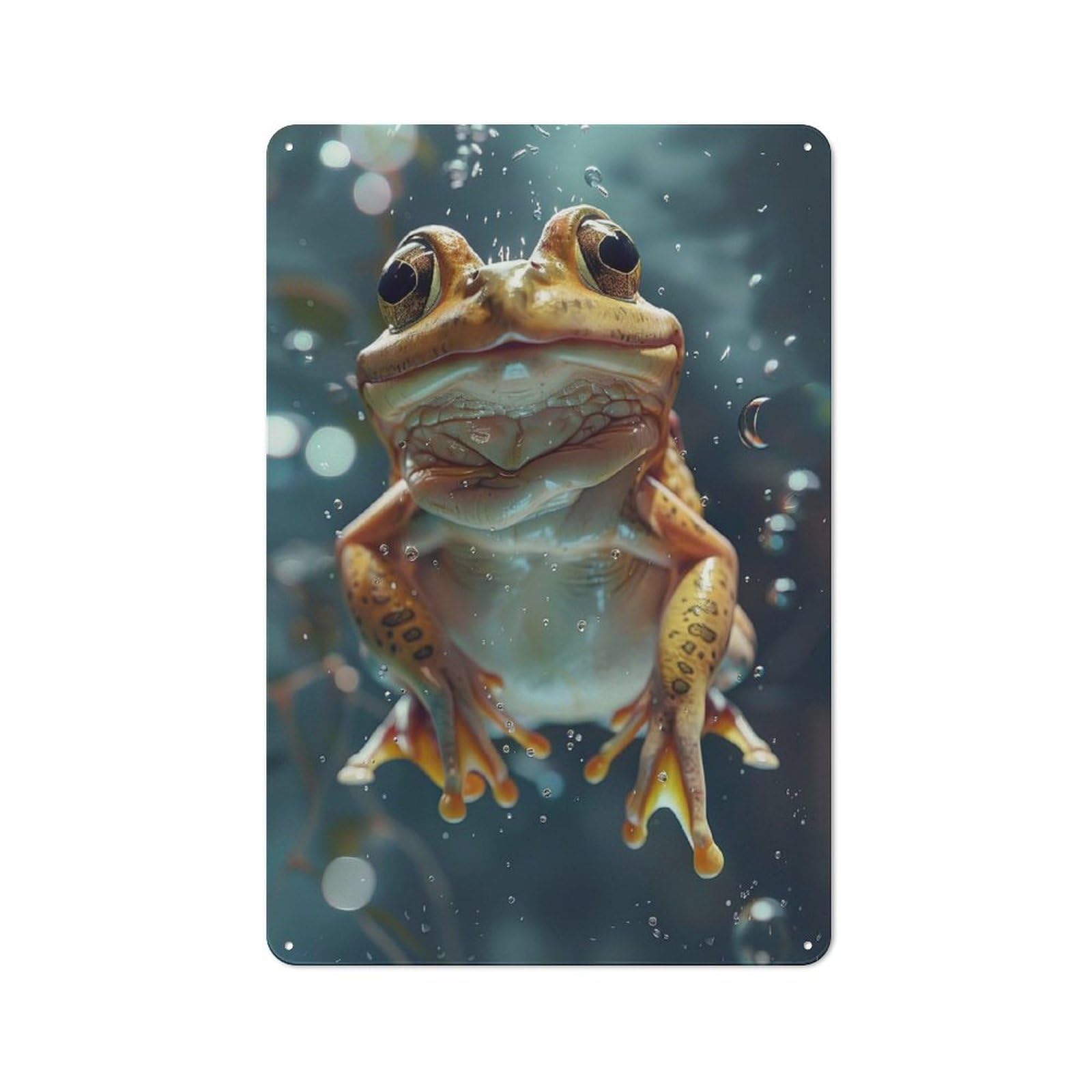 Junmoney Frog Sea Retro Tin Sign 30X20cm For Living Room Or Hallway, Gift For Living Room Decor Lovers During The Christmas Season