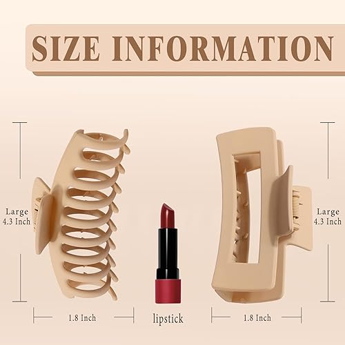 Miniatura 2 de Pinzas para el cabello grandes de 4.4 pulgadas, pinzas para garra, pinzas para el cabello FDBJulyy para mujeres y niñas, 2 estilos, 5 colores, 10