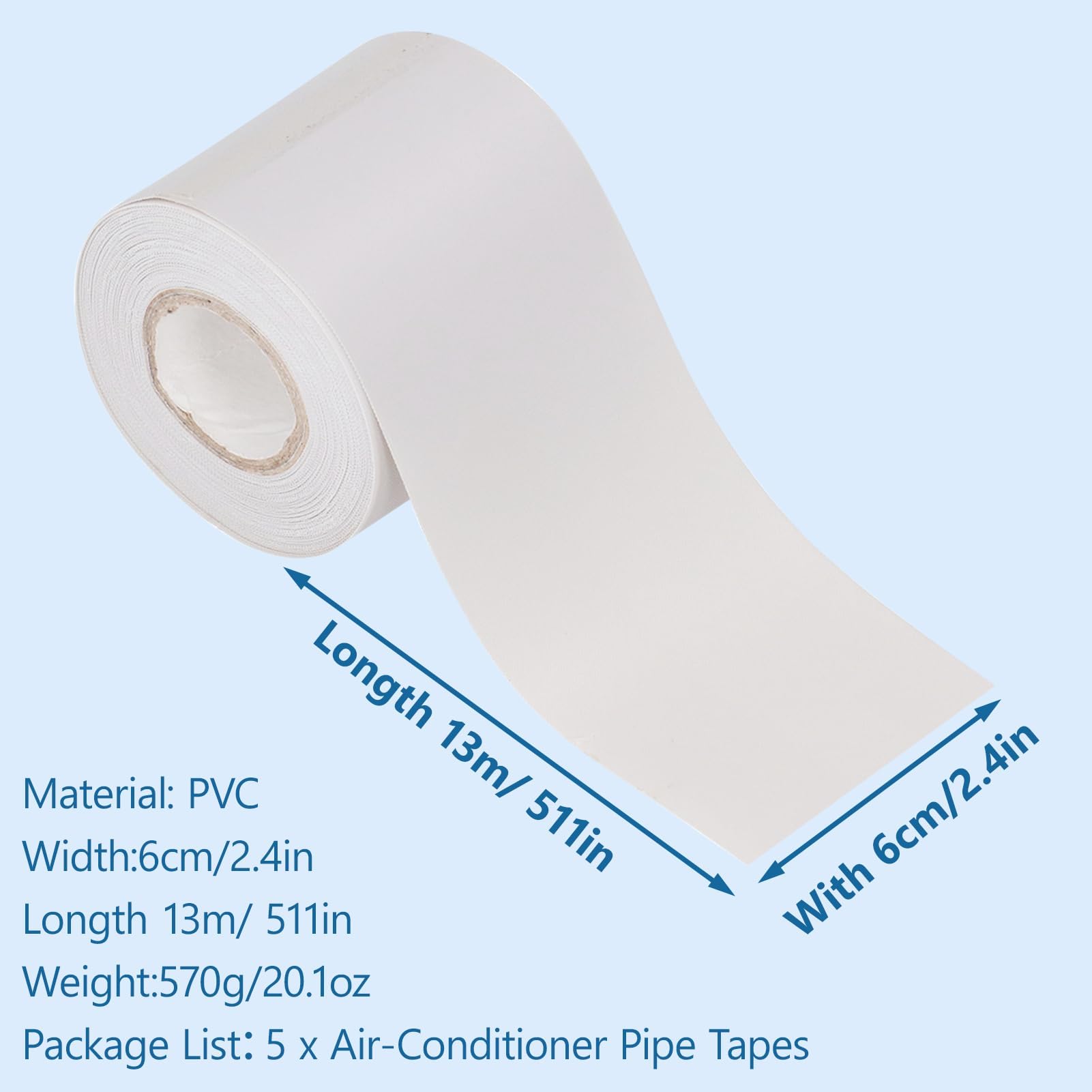 10 Pezzi Nastro per Tubi Condizionatore Isolante PVC (Grigio)
