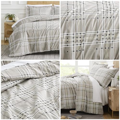 Southshore Fine Living, Inc. MF-DUV-VILPLD-MOC-Q Plaid Bedding Duvet Cover, Queen Size/Full Size - Hotel Quality Full/Queen Duvet Cover Set thumb #2