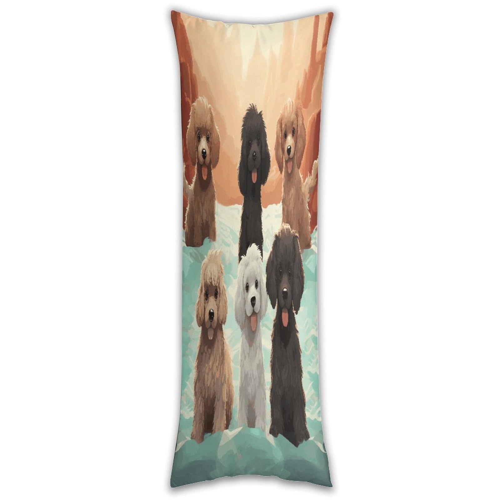 Poodles Dogs Pillow Cases Breathable Vertical Long Pillowcase Body Pillowcase with Hidden Zipper Closure Soft and Cozy Pillow Cover 20x54 Inches for Bedroom Couch