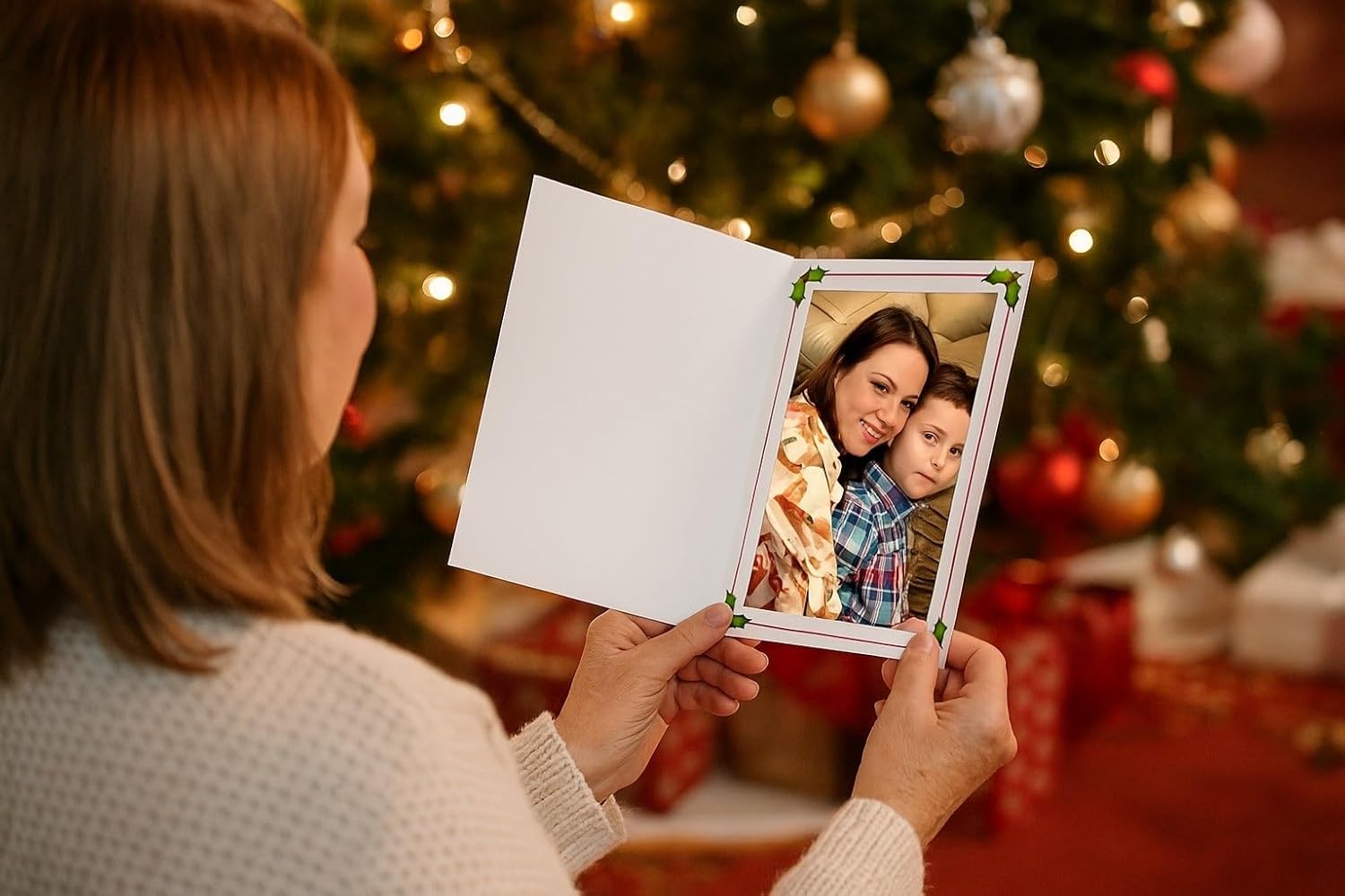 Santa Claus Christmas 4x6 inch Photo Folder (Pack of 100) Holiday Cardboard Picture folders, Christmas Photo Paper Frame Cards for School Pictures, Teachers, Photo Booth & Santa Portrait